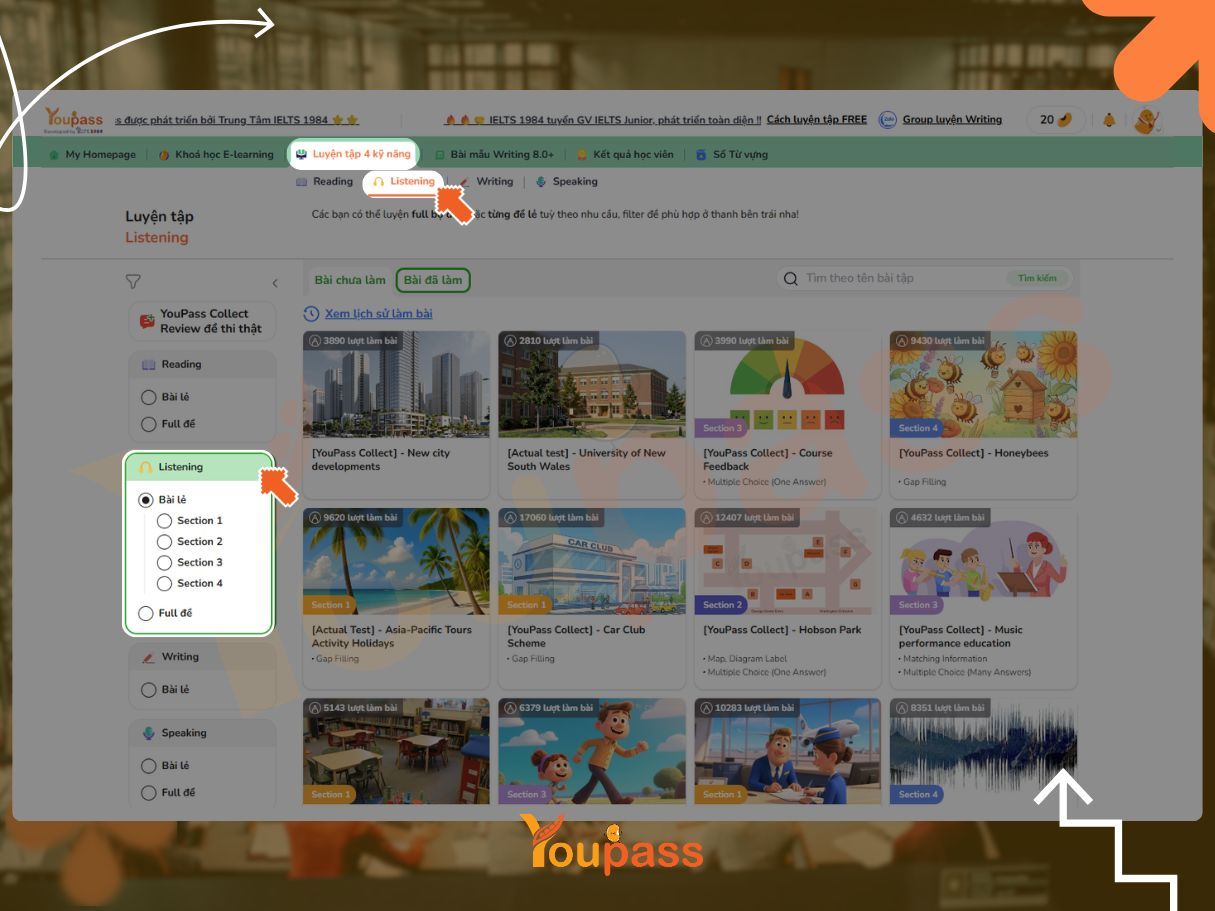 Luyen Tap Ielts Listening Cung Youpass