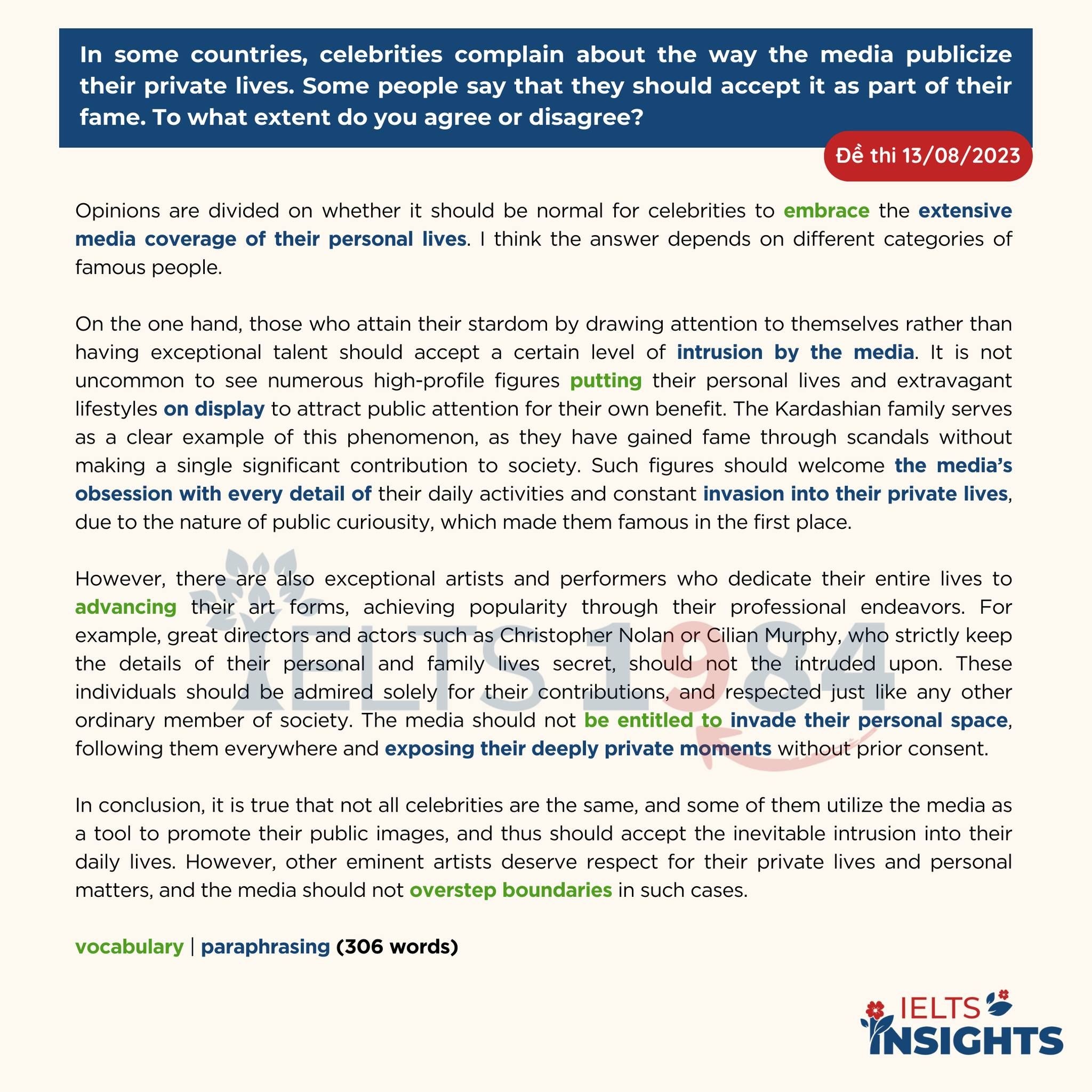 [cùng Viết Essay Từ Số Không]   Đề Thi Ngày 13:08:2023