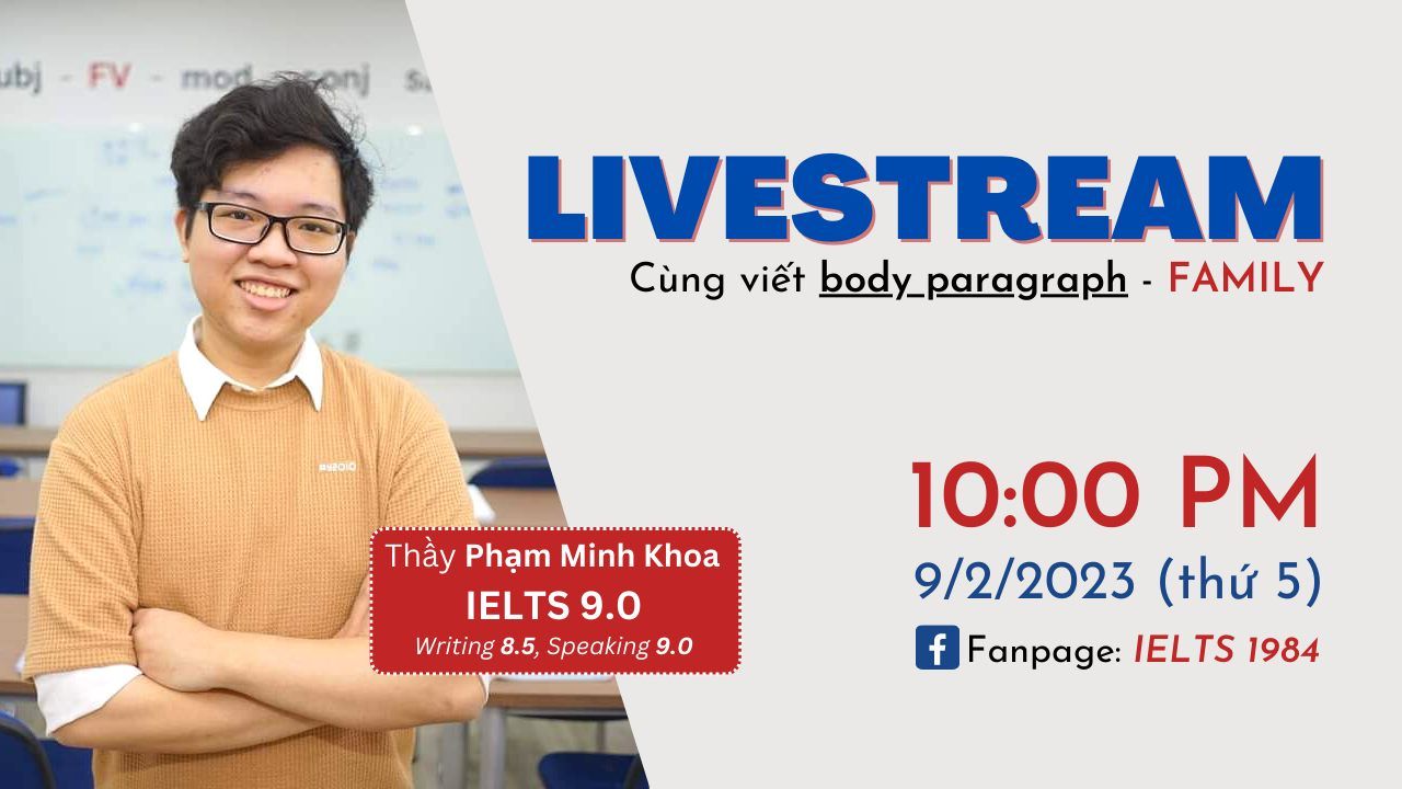 🔴livestream 22h   Thứ 5 Ngày 9:2 Tại Fanpage Ielts 1984